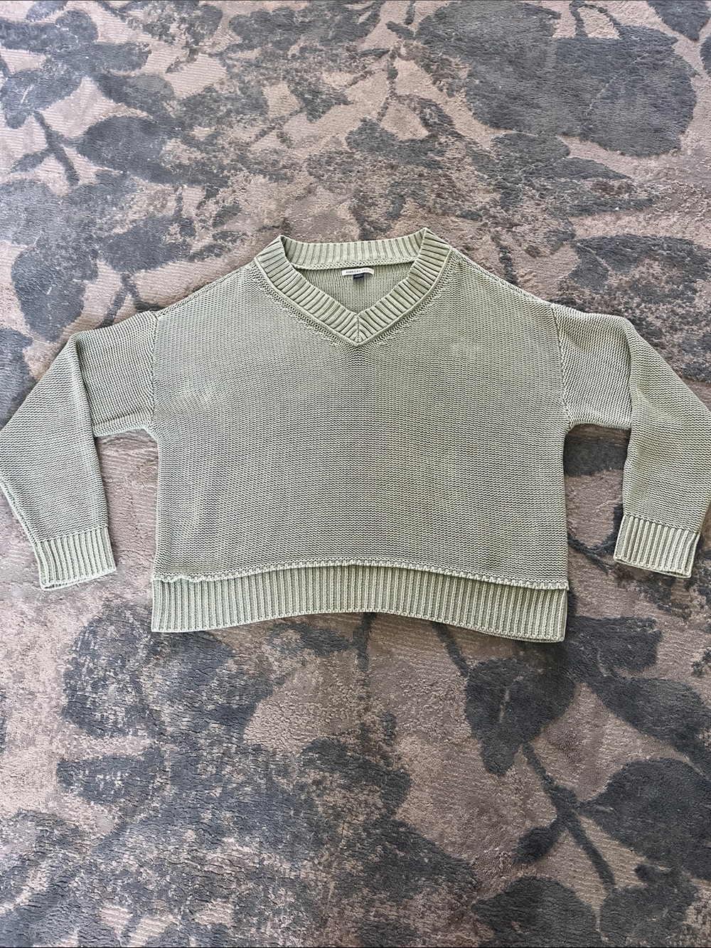 American Eagle Outfitters Sage Green V-Neck Knit Sweater
